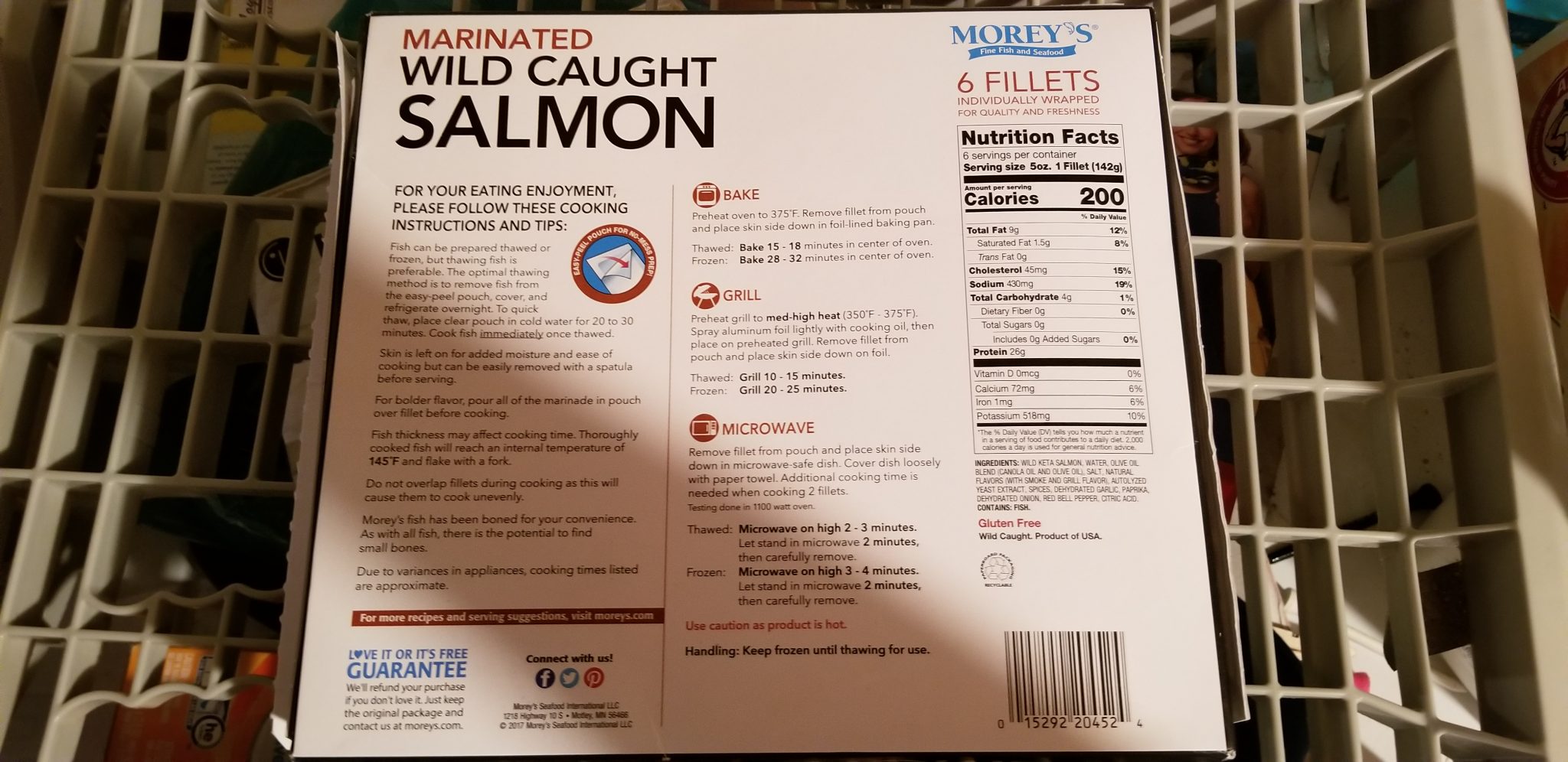 Morey's Wild Caught Salmon Back of box