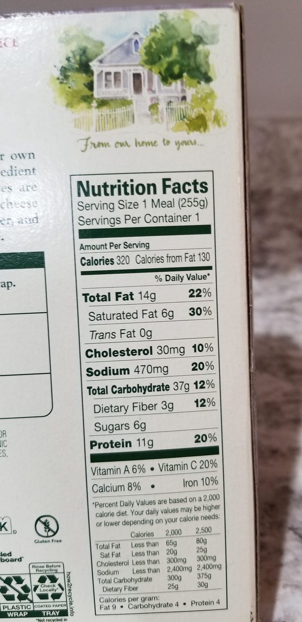 Nutrition facts for Amy's Paneer Tikka