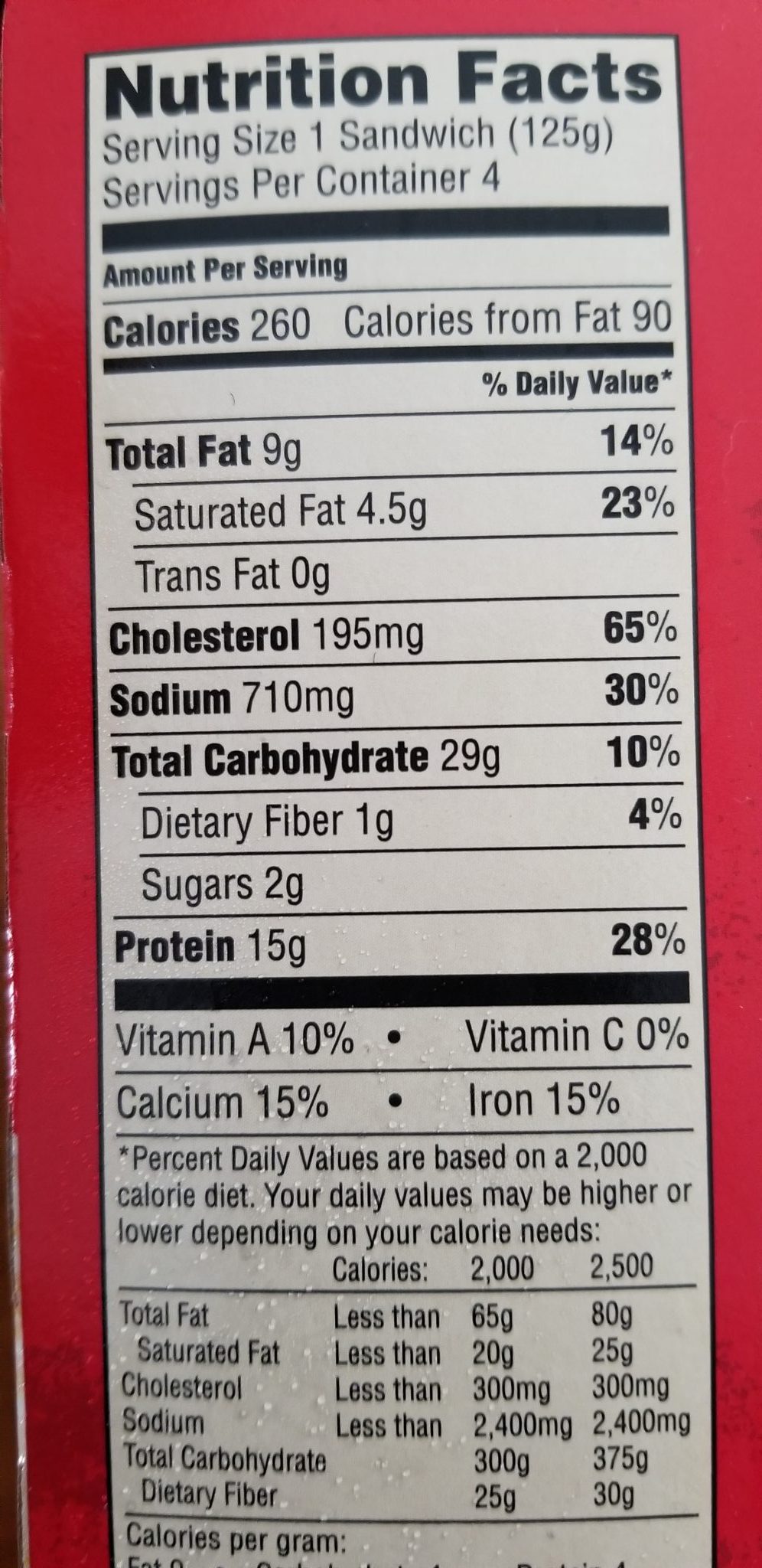 Jimmy Dean English Muffin, Canadian Bacon, Whole Egg and Cheese Nutrition label 