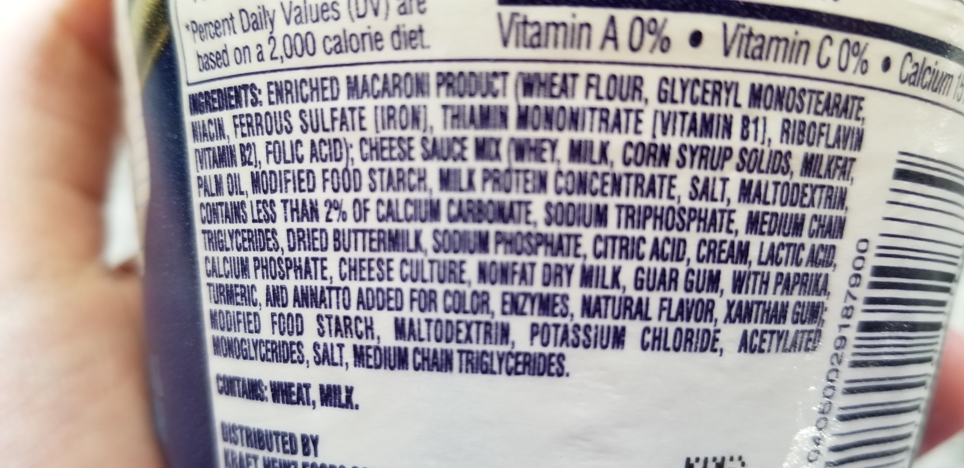 Kraft Easy Macaroni & Cheese Ingredient List