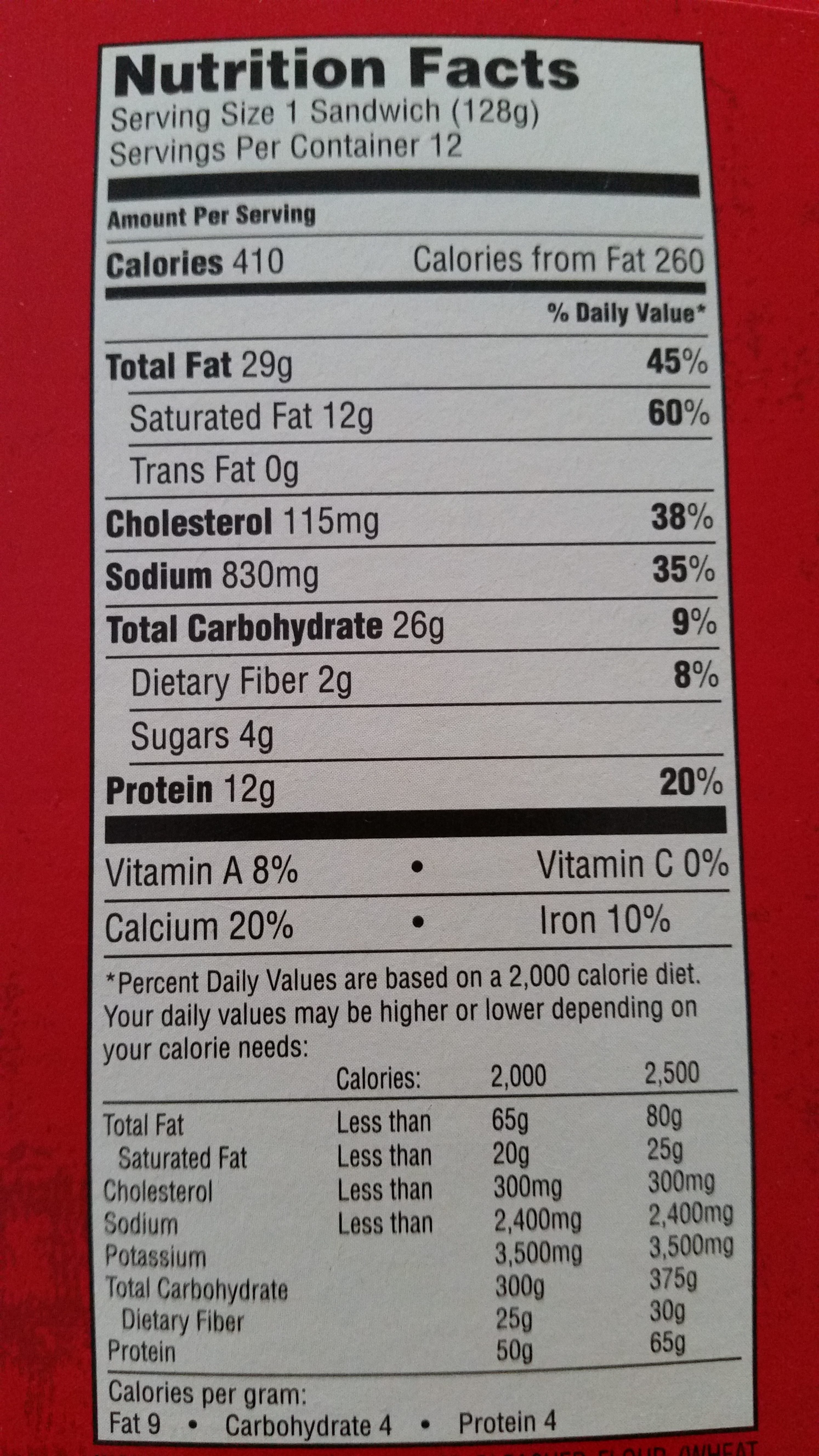 Jimmy Dean Biscuit Nutrition Facts