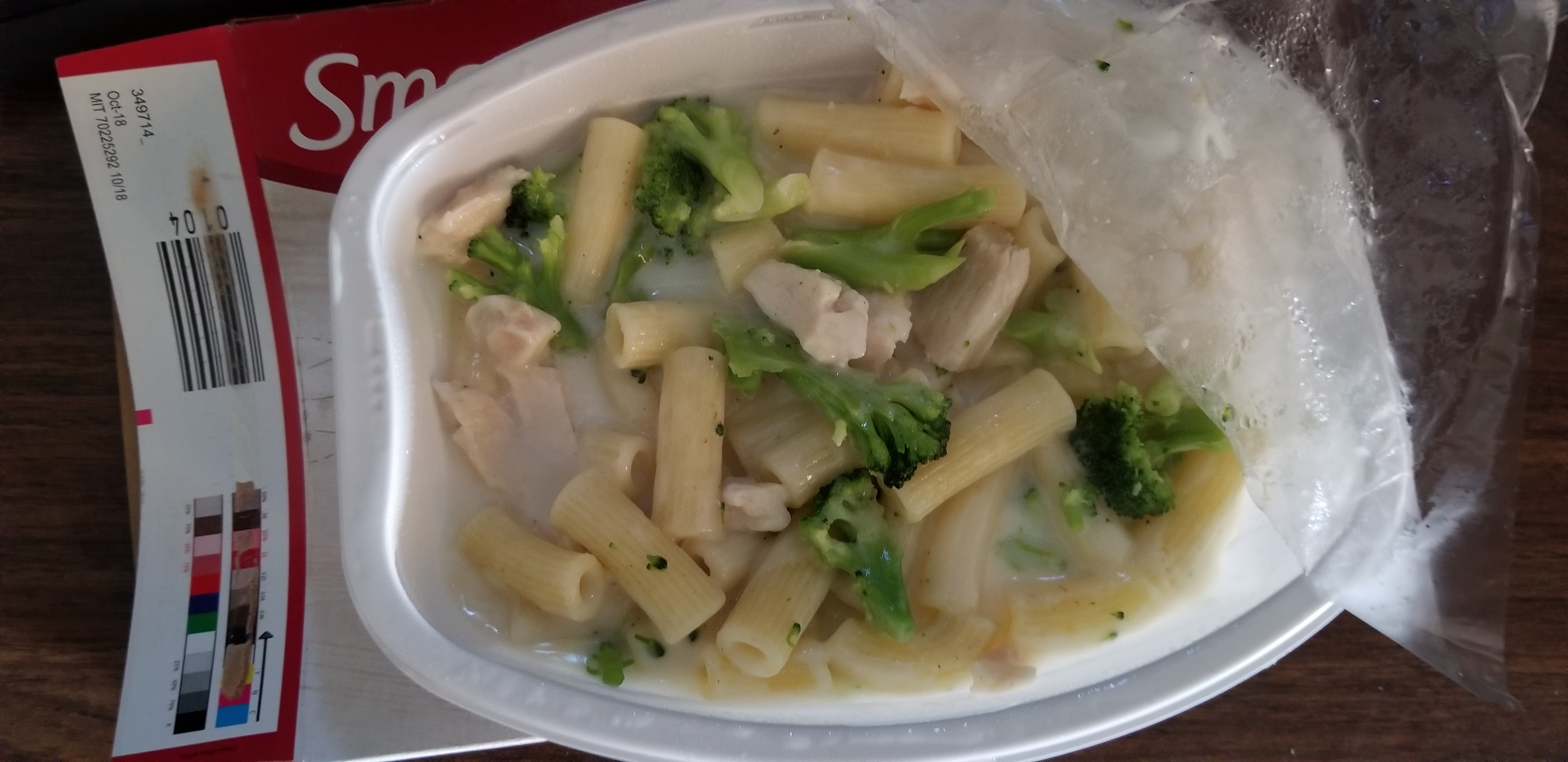 Smart Ones Creamy Rigatoni with Broccoli & Chicken After Microwaving It