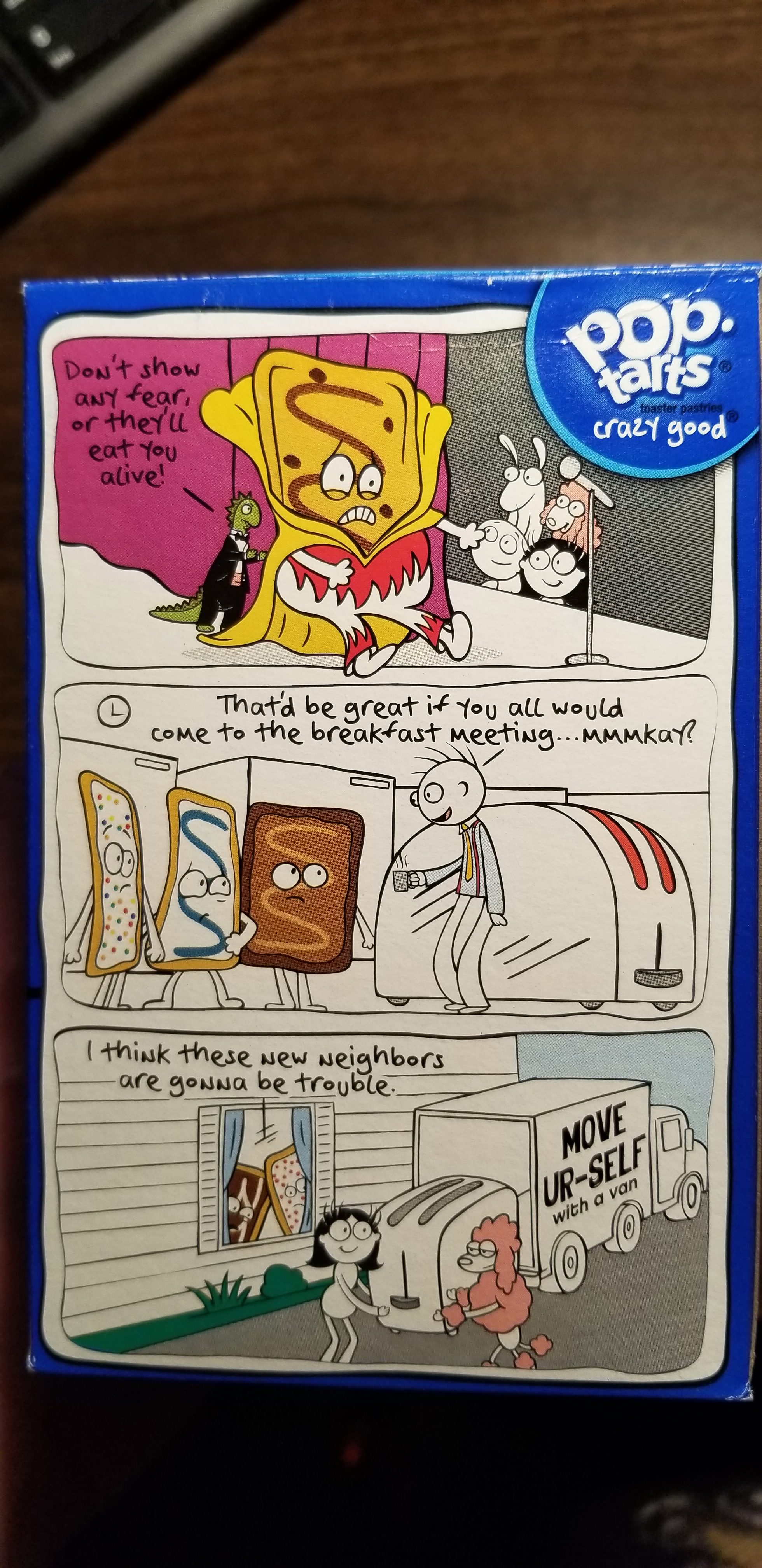Pop-Tarts Back of the S'mores box with cartoons