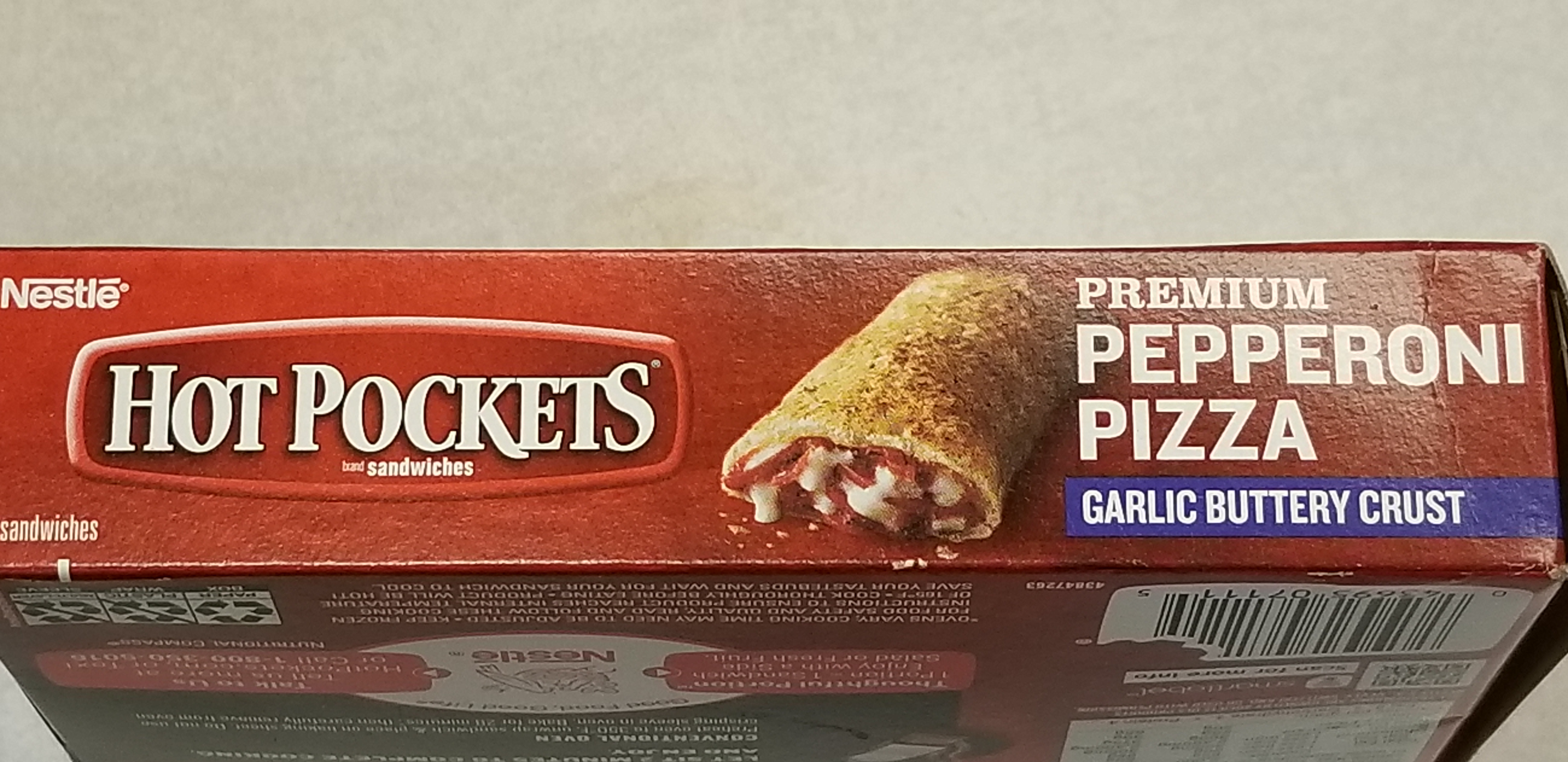 Hot Pockets Premium Pepperoni Pizza Side of Box