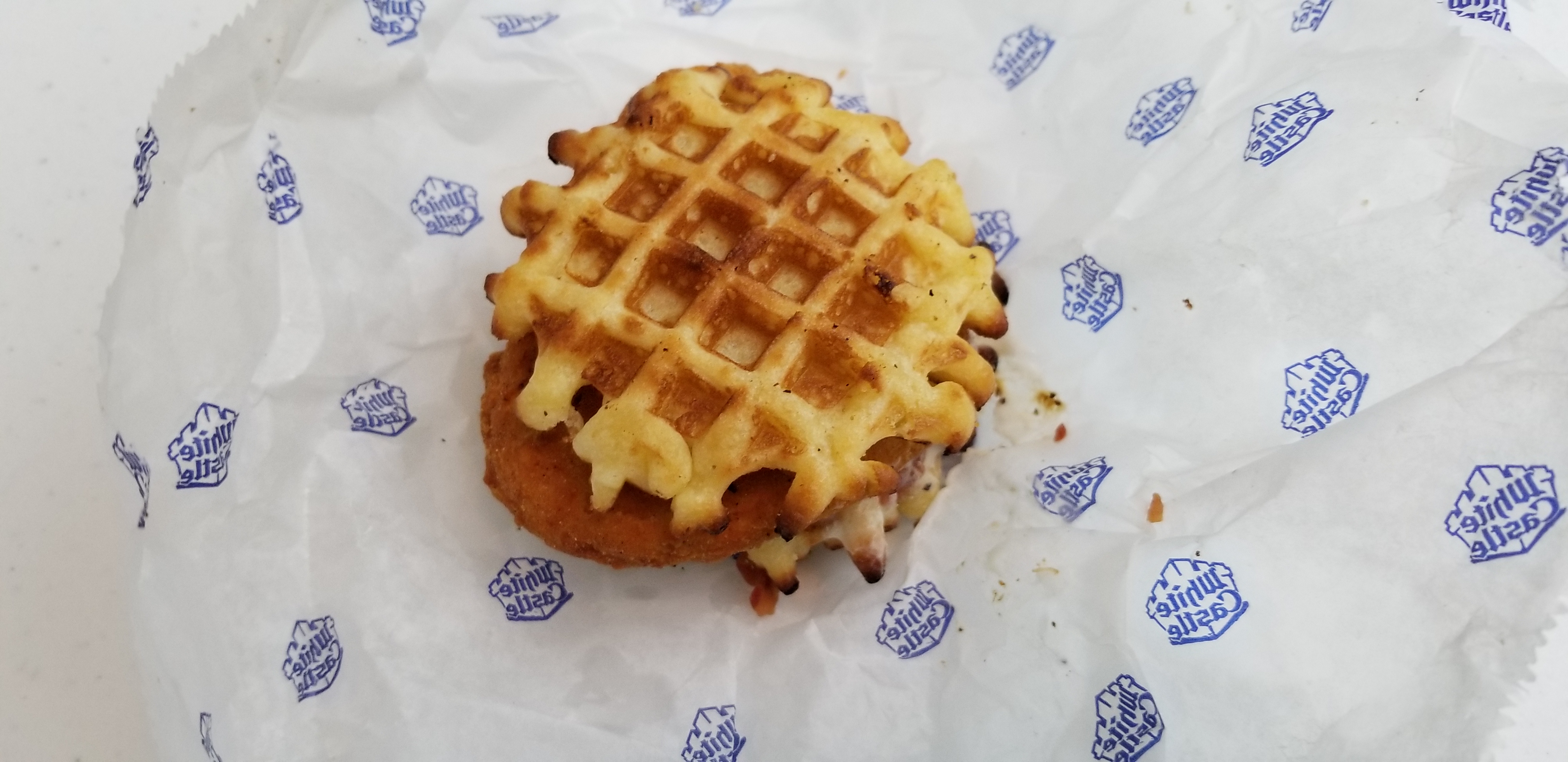 White Castle Chicken and Waffle Slider with Bacon