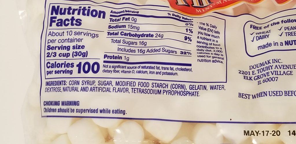 Fireside marshmallow nutrition facts