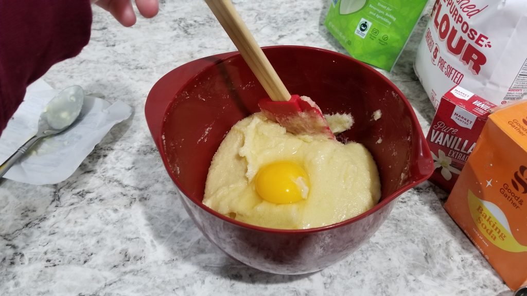 egg yolk in bowl for cookie recipe