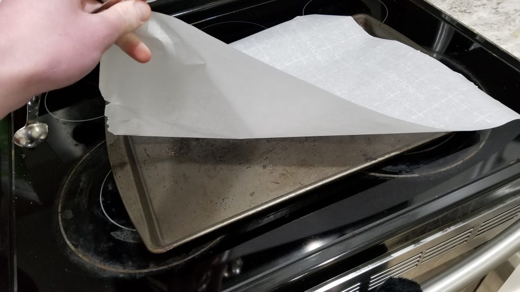 parchment paper on a baking sheet