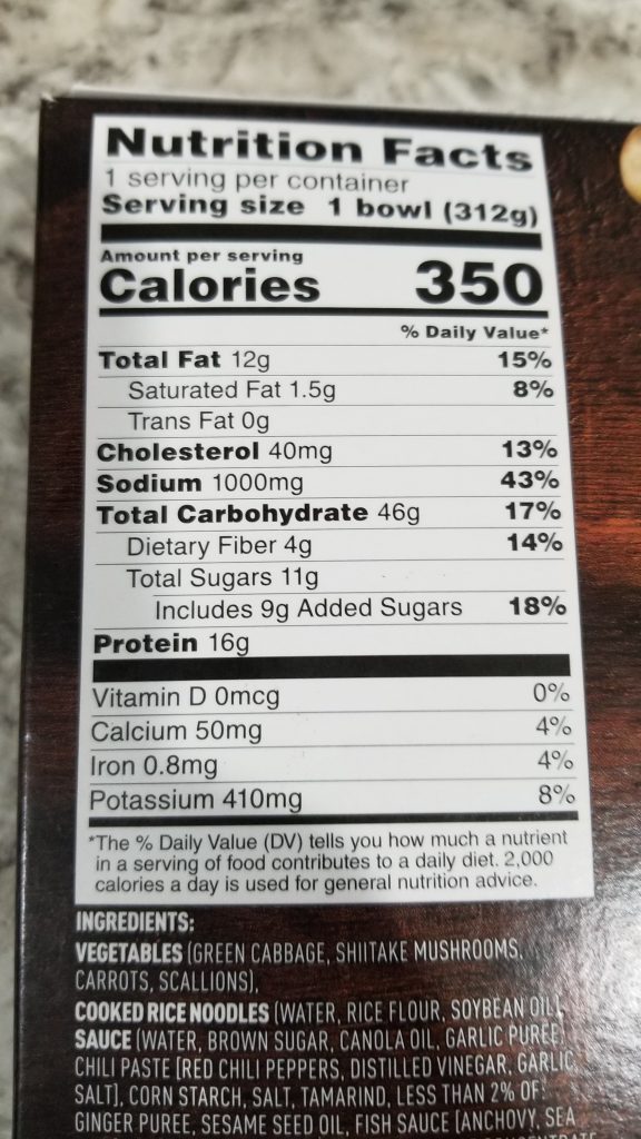 P.F. Chang's Chicken Pad Thai Nutrition Facts