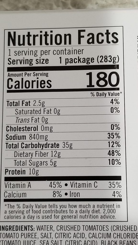 vegetarian chili nutrition facts