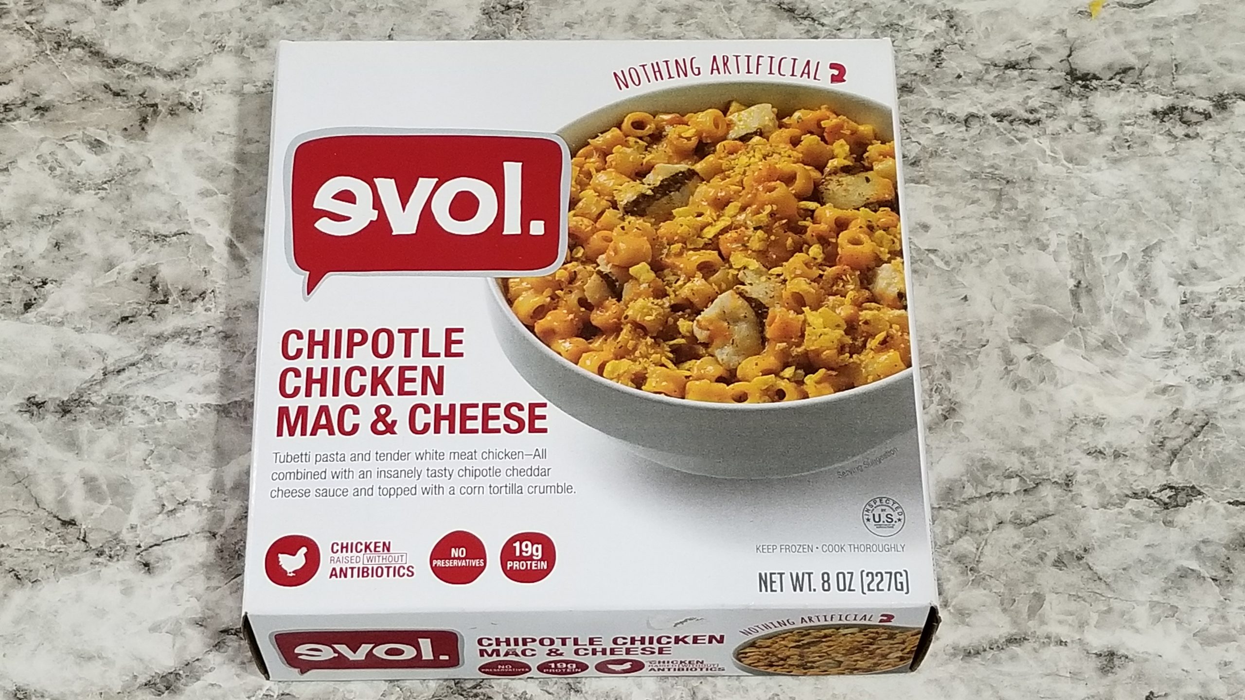 evol chicken mac & cheese with chipotle sauce