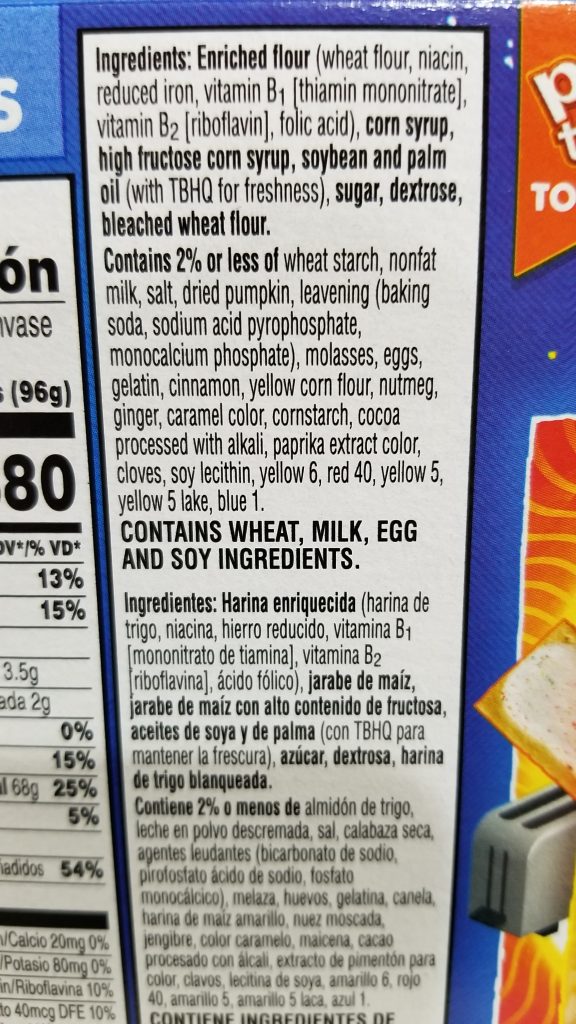 pop-tarts ingredients