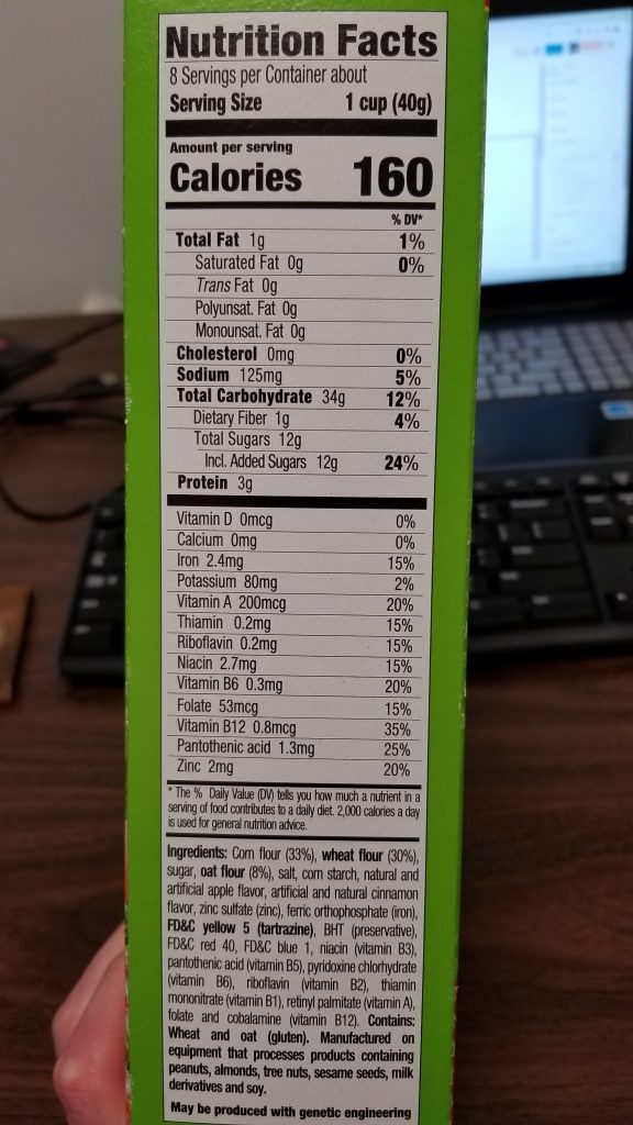 Apple Bits cereal nutrition facts