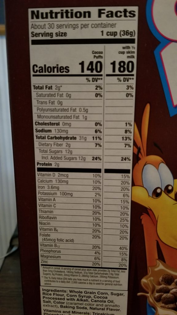 Coco Puffs Nutrition Facts
