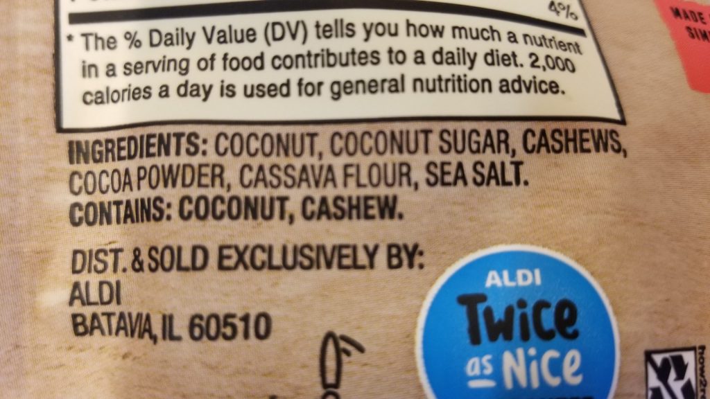 Coconut cashew crisp ingredients