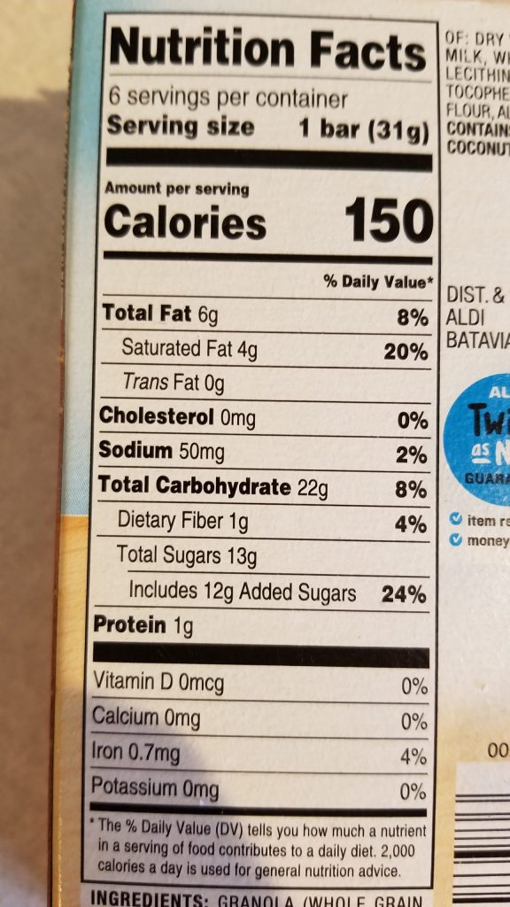 Millville chewy dipped chocolate bar nutrition facts