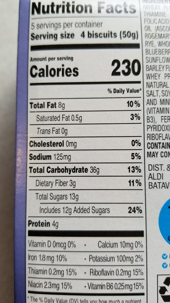 Benton's Blueberry Breakfast Biscuits nutrition facts