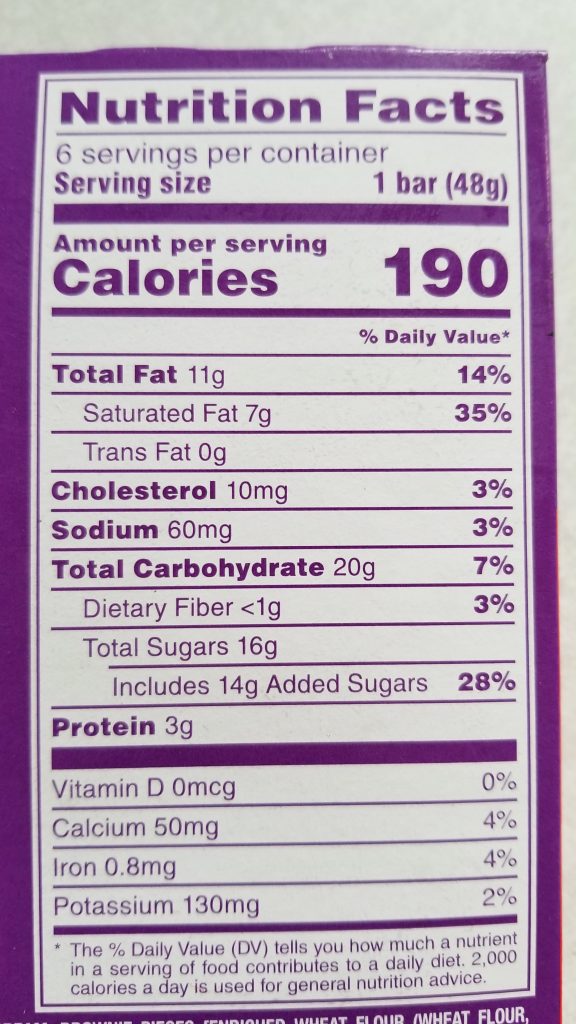 Snickers Peanut Brownie Bars Nutrition Facts