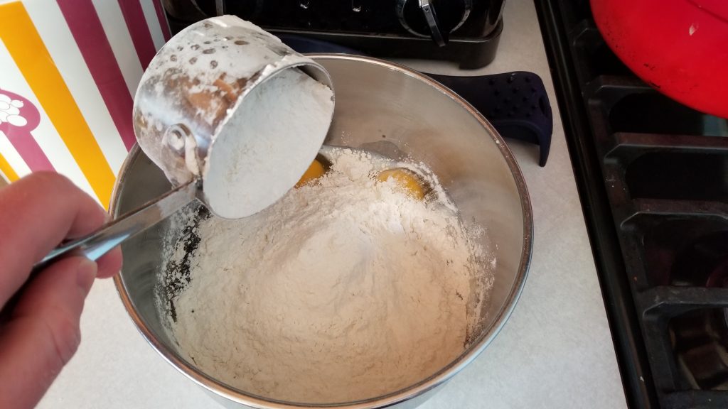 flour being dumped
