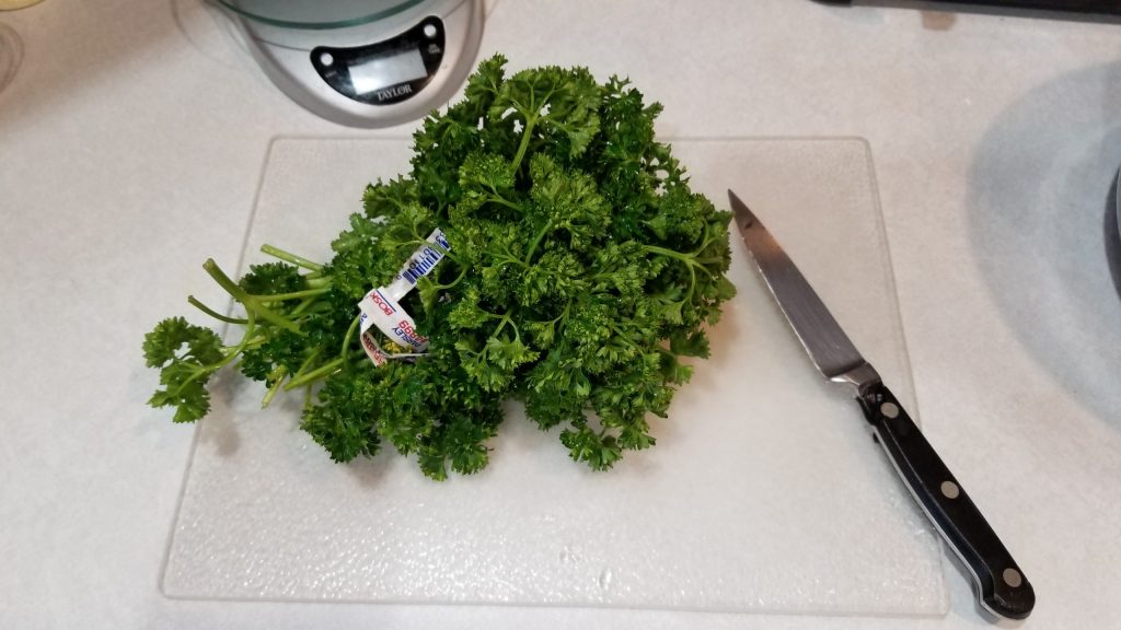 parsley about to be chopped