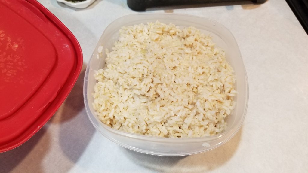 rice in Tupperware for fried rice recipe