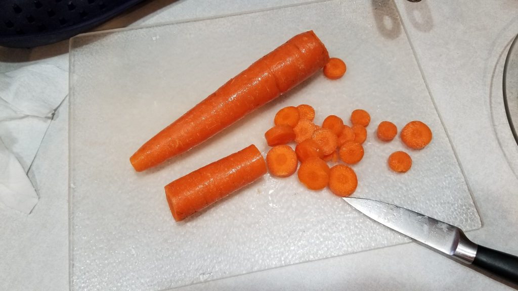 chopping carrots for fried rice recipe