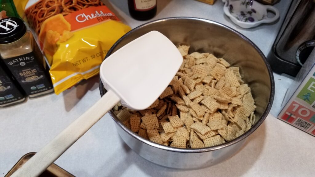 spatula with chex mix