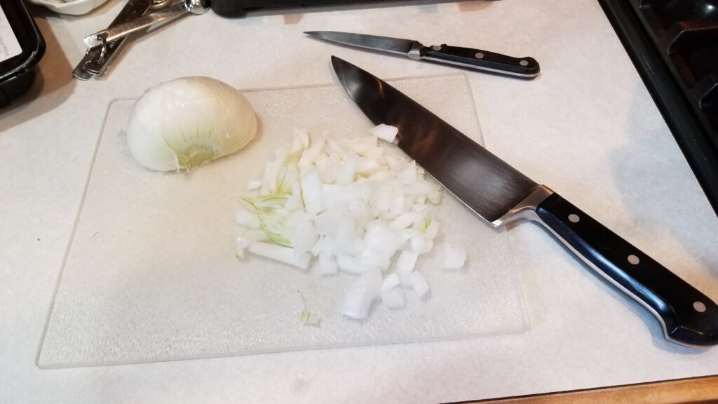 chopped onion for spaghetti sauce recipe