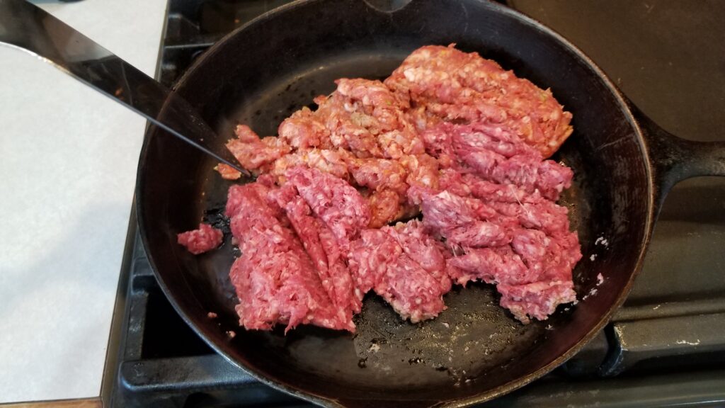 cooking ground beef