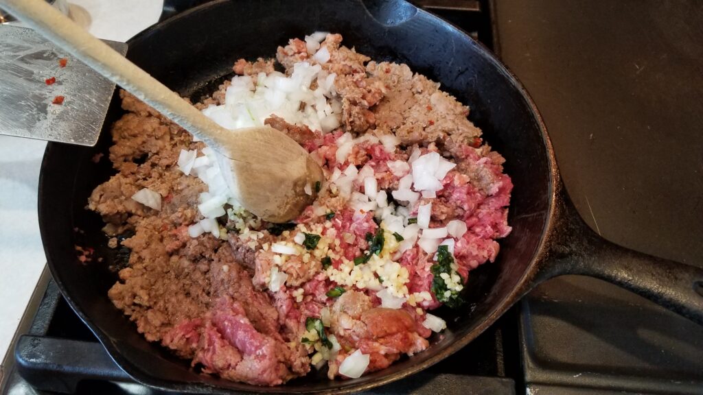 stirring meatsauce combination