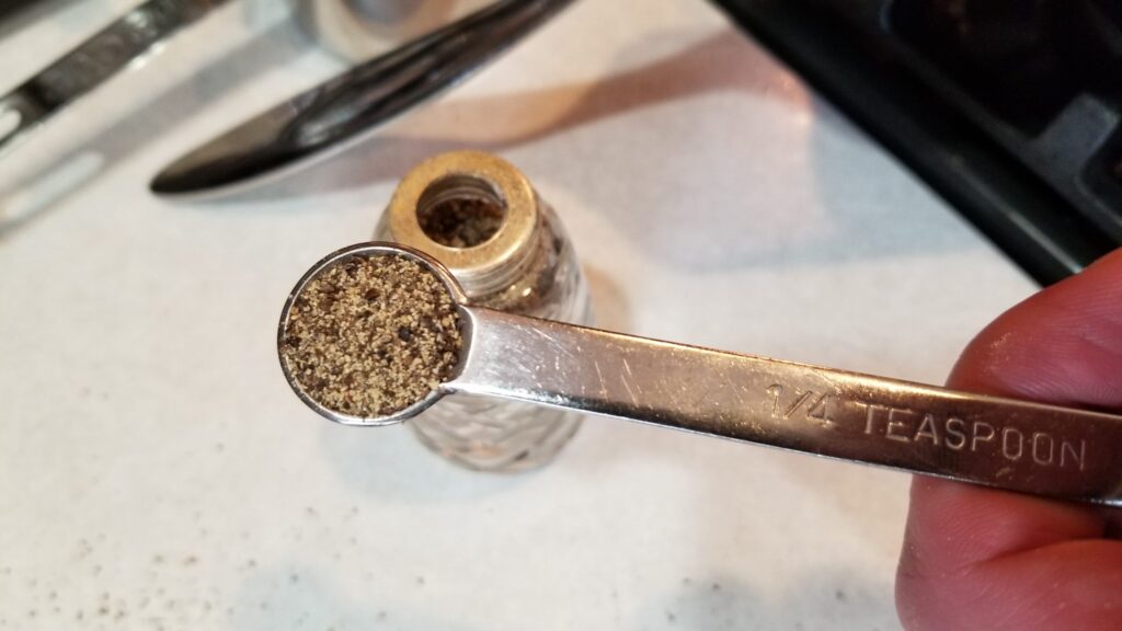 measure out 1/4 teaspoon pepper