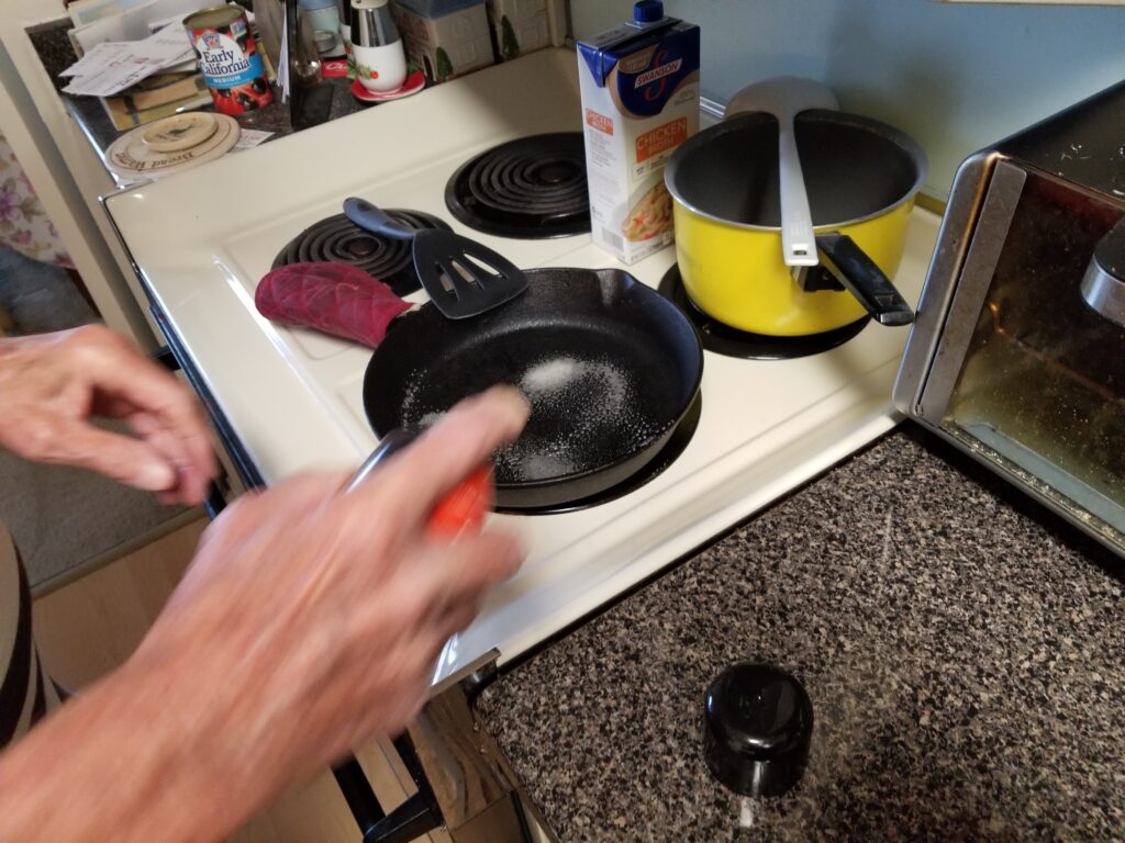 greasing a skillet