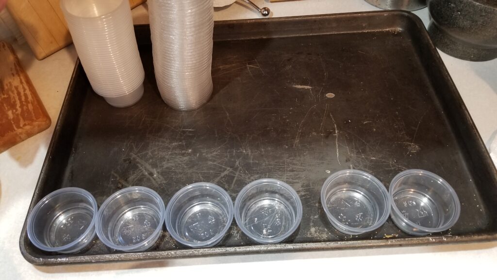lining tray with plastic cups