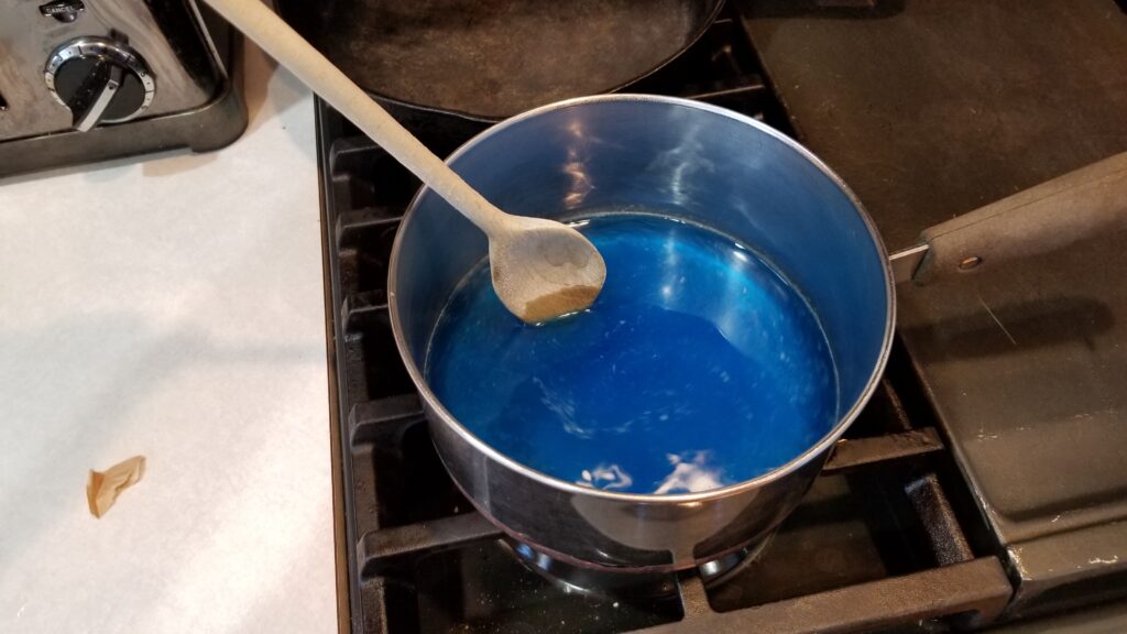mixing Jello in sauce pan