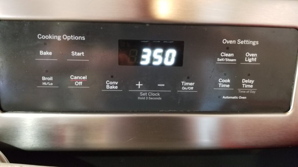 preheating the oven to 350