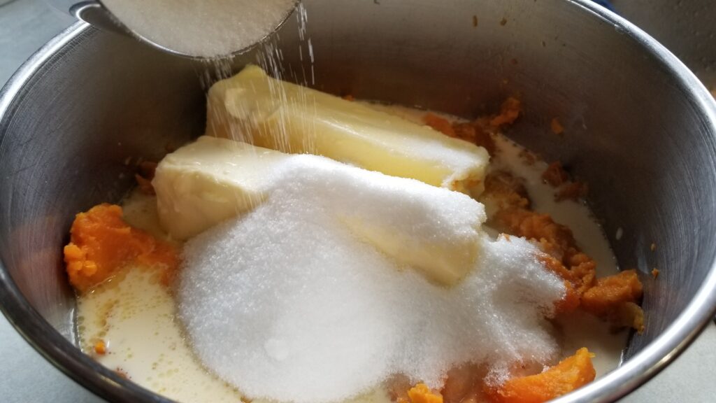 sugar in sweet potato pie mixture