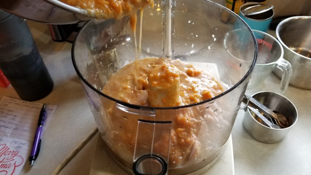 sweet potato pie filling in food processor