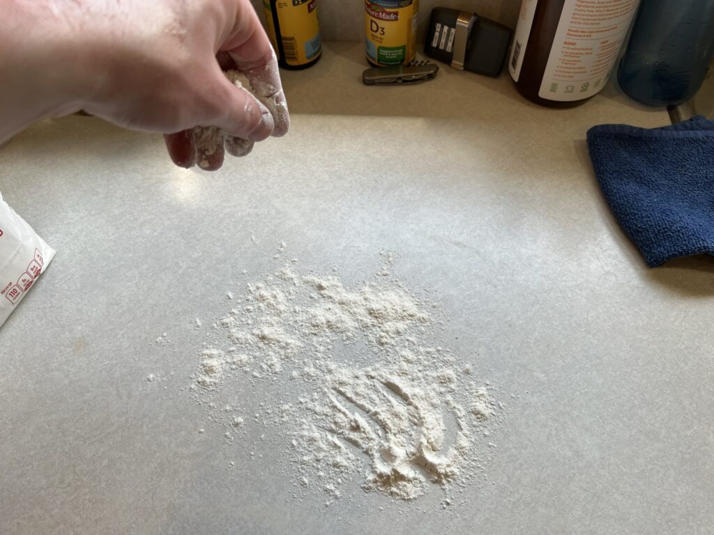 flour on counter