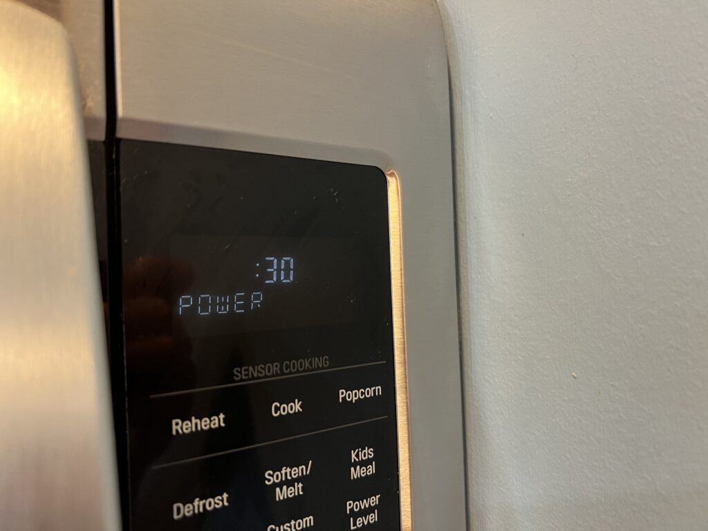 30 seconds on the microwave