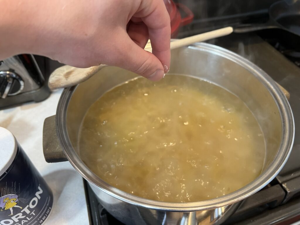 pinch of salt in gemelli pasta
