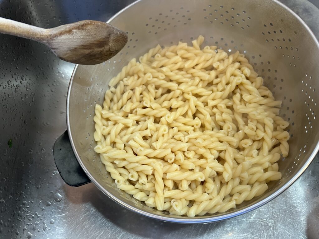 pasta in strainer
