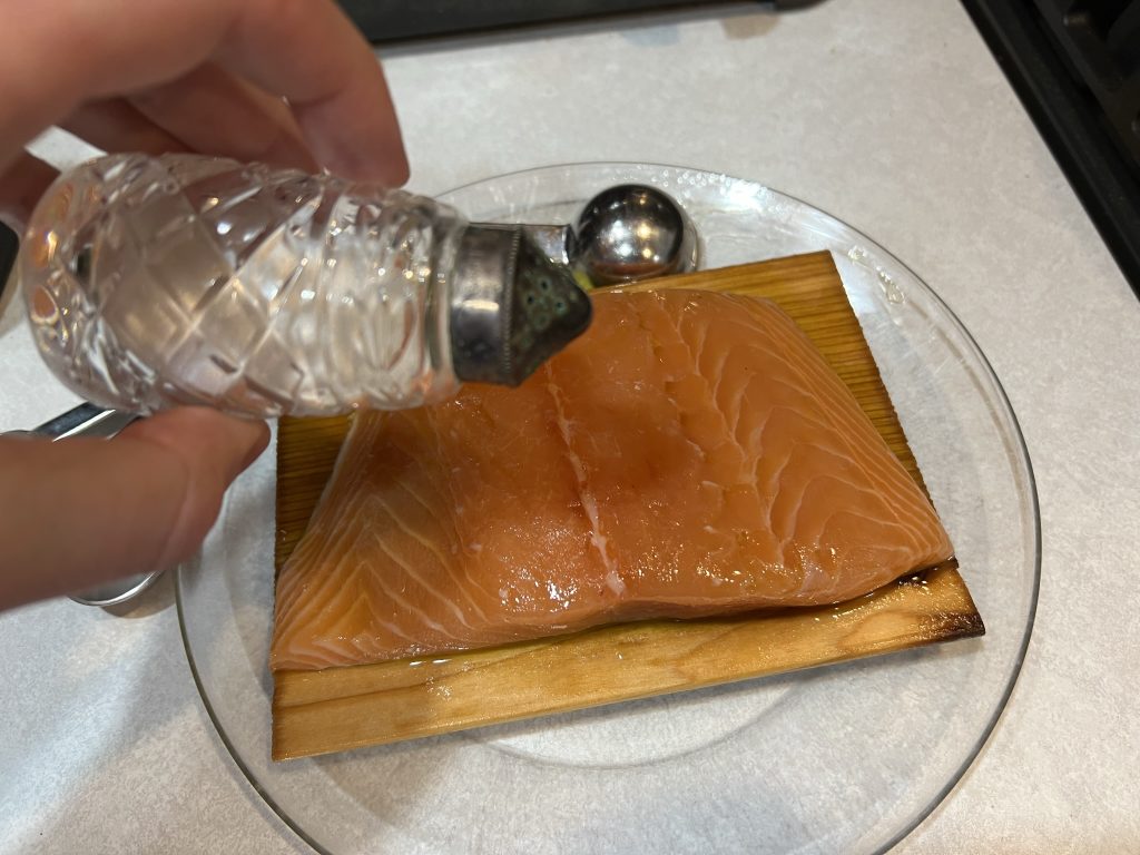 salting salmon