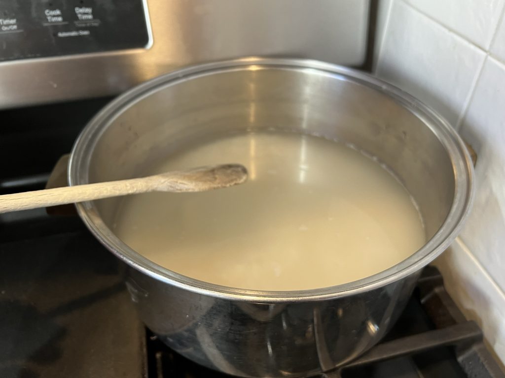 boiling rice in water