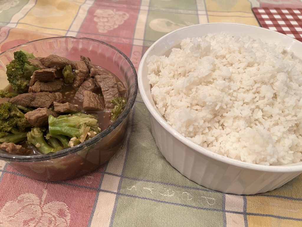 beef and broccoli on the table